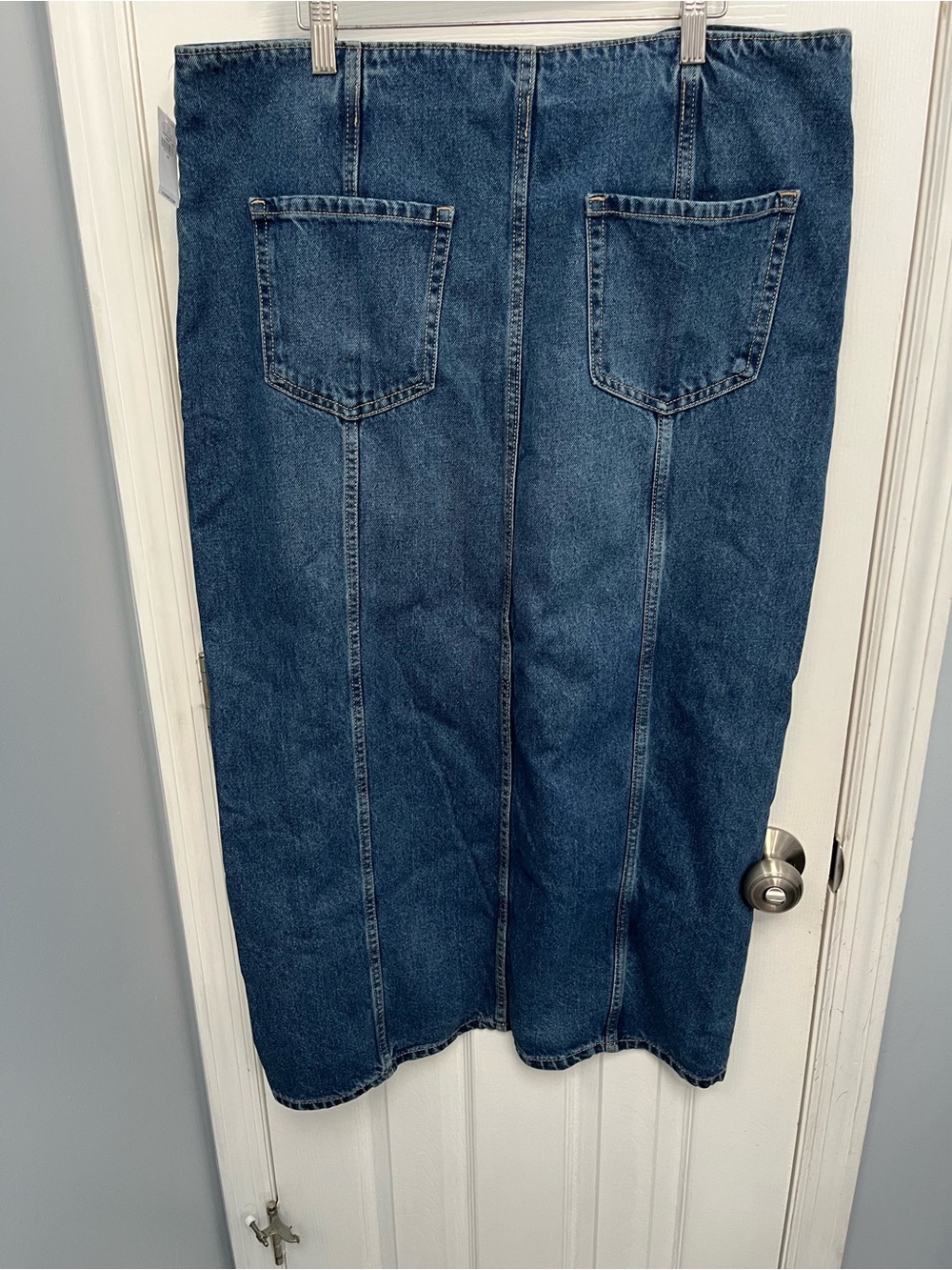 Jean Denim Maxi Skirt Old Navy Mid-Rise Med Wash 16 Front Zip NEW Front Slit - Picture 9 of 15